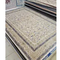 فرش ماشینی ابریشم طرح افشان گل مرغ،کرم 29