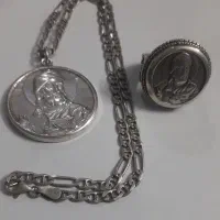 انگشتر و زنجیر پلاک تمام نقره 925 شمایل