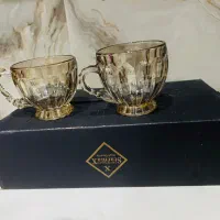 دو دست نیم لیوان چای خوری شامپاینی خارجی در حد آک