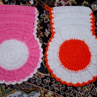 لیفهای عروسکی ساده با نخهای اکریل بافت واکریل تاب|لوازم حمام|رشت, گلباغ نماز|دیوار