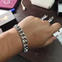 دستبند مردانه و زنانه فول نگین آبکاری طلاسفید