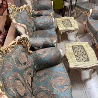 مبل استیل 9نفره با دومیز دو عسلی بسیار سالم|مبلمان خانگی و میز عسلی|آسارا, |دیوار