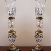 لاله شمعدان کریستال پایه برنزی