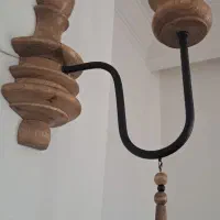 لوستر مهره ای چوب و فلز شیک|لوستر و چراغ آویز|ملایر, |دیوار