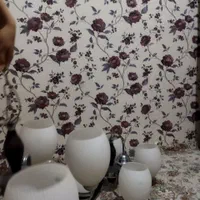 لوستر ۵ شاخه طرح استیل و چوب|لوستر و چراغ آویز|کرج, کمال‌شهر|دیوار