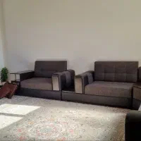 مبل ۷ نفر ال پارچه ترک چوب ام‌دی اف باکاناپه(عسلی)