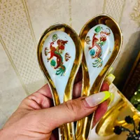 بشقاب دیوارکوب و قاشق چینی طلاکوب|کلکسیون اشیاء عتیقه|تهران, زعفرانیه|دیوار