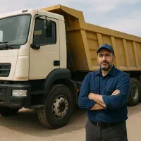 راننده پایه یک تریلی کمپرسی