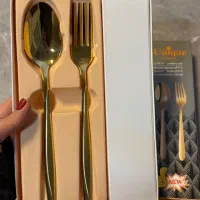 قاشق چنگال استیل طلایی یونیک مدل ماینز