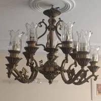 لوستر ده شاخه برنجی در حد نو