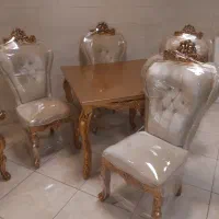 مبل سلطنتی تاج عروس۷نفره با غذاخوری۴نفره ومیز عسلی|مبلمان خانگی و میز عسلی|زنجان, |دیوار