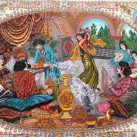 تابلو فرش دستباف بزم خسرو پرویز|تابلو فرش|باغ بهادران, |دیوار