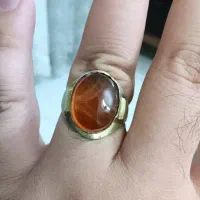 انگشتر عقیق سلیمانی نارنجی خاص برنجی