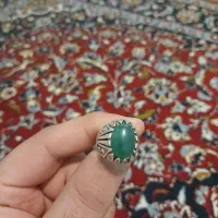 انگشتر عقیق سبز نقره ۹۲۵