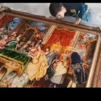 تابلوفرش پاسورباز چله ابریشم زر نیم  ودار قالی