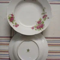 بشقاب خورشت خوری گل سرخی قدیمی