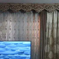 پرده حریر خامه دوزی شده در حد نو|پرده، رانر، رومیزی|تهران, قصر فیروزه ۱|دیوار