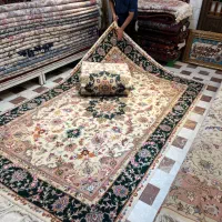 فرش دستباف جفت ۶ متری کاشمر کرم حاشیه سبز دستبافت|فرش|تهران, مولوی|دیوار