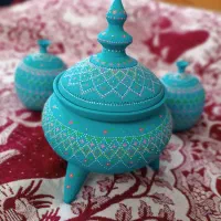 ست شکلات خوری و قندان نقطه کوبی کار دست