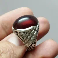 انگشتر یاقوت معدنی گارنت درشت الماس نشان|بدلیجات|یزد, |دیوار