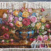 تابلو فرش گل سلطنتی چله ابریشم|تابلو فرش|کرمانشاه, |دیوار