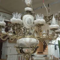 لوستر برنز چینی ۱۲ شاخه دو طوقه|لوستر و چراغ آویز|ارومیه, |دیوار