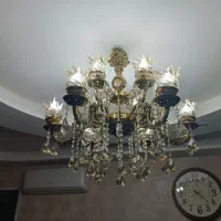 لوستر 12شعله برنجی|لوستر و چراغ آویز|همدان, |دیوار