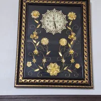 ساعت دیواری گل طلا