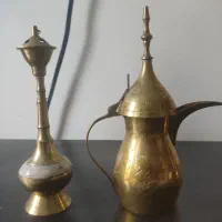 دله عربی و قلیان  برنجی آنتیک وقدیمی
