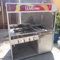 کباب پز گازی دوشعله و سنگ سرخ کردنی