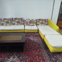 مبلمان هفت نفره راحتی ال شکل با میز