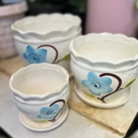 گلدان سفالی فانتزی سه تایی