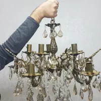 ۲ عدد لوستر برنزی ۵ شاخه ۱۰ شعله سالم