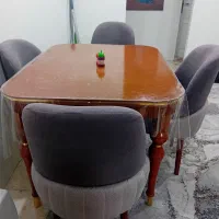 میز نهار خوری  ۴ نفره به همراه میز تلویزیون