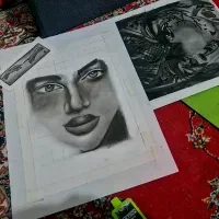 طراحی چهره سیاه قلم
