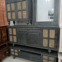 ست میز تلوزیون و آینه و کنسول حصیری سایز بزرگ|بوفه، ویترین، کنسول|مرودشت, فاز دوم شهرک فرهنگیان|دیوار