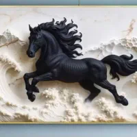 تابلو بزرگ طرح اسب سیاه