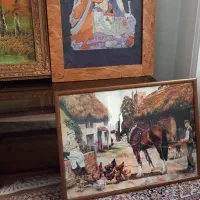سه عدد تابلو نقاشی ،  دو عدد میز عسلی