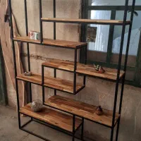 قفسه هفت طبقه چوبی فلزی