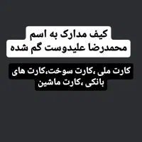 گم شدن کیف مدارک به اسم علیدوست