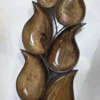 مزه‌خوری زیبا و هنری از چوب طبیعی گردو، طرح برگ.