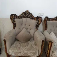 مبل سلطنتی ۹ نفره به همراه بوفه و میزتلفن در حد نو|مبلمان خانگی و میز عسلی|حمیدیا, |دیوار