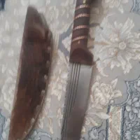 چاقو قلاف پوست شکار نقره کوب دسته چوب عناب.