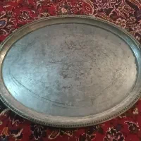 سینی مسی نخودی قاجاری و سگ برنجی