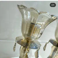 شمعدان چراغی جفتی بلند پایه برنز اصل|لوستر و چراغ آویز|ارومیه, |دیوار