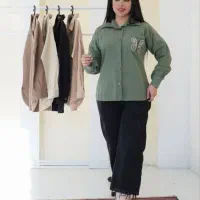 شومیز مانتویی کتان نگین دار