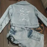 ست لی درجه یک در حد نو دخترانه کت و شلوار لی|کفش و لباس بچه|قم, بلوار امین و ساحلی|دیوار