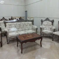 مبل ۹ نفره تمام چوب راش به همراه میز وسط