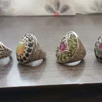 ۴ عدد انگشتر نقره جواهری