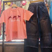 ست تیشرت +شلوار جین بگ